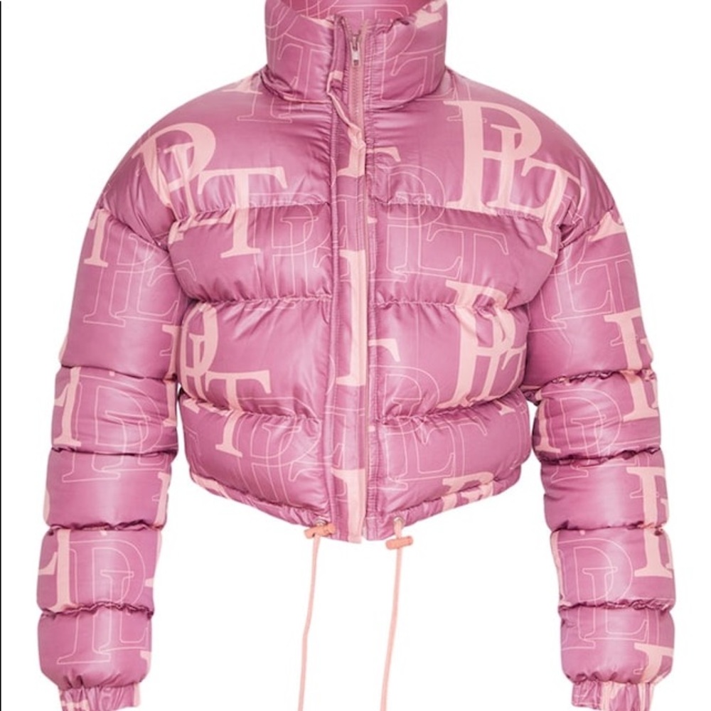 Pink Crop Puffer Jacket